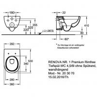 Унитаз подвесной Keramag Renova без сиденья 203070000-1