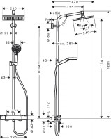 Душевая система Hansgrohe Crometta Е 240 1jet Showerpipe с термостатом 27271000-1