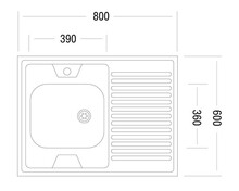 Кухонная мойка Ukinox  80х60 см слив. отверстие 1.5" матовая STD800.600-5C 0L-1