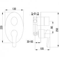 Смеситель скрытого монтажа Lemark Смеситель для ванны и душа встраиваемый с 3х-функциональным дивертором, без аксессуаров  (LM3228C)-1