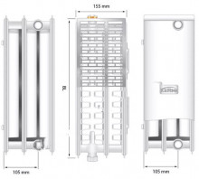 Стальной радиатор Kermi профильный с нижним правым подключением, тип 33,  300х400  (FTV330300401R2Y)-3