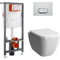 Комплект Vitra L-box Shift Rimex: унитаз + инсталляция + кнопка + сиденье 9855B003-7200-0