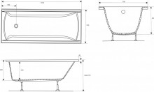 Ванна акриловая AlfaSun Нимфей 170х70 см с сифоном N17070435-1