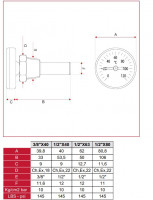 Термометр Itap 3/8"х40 осевое подключение 493B03840P-1