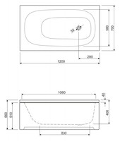 Передняя панель Cezares Eco для ванн ECO-120-SCR-1