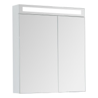 Зеркало-шкаф Dreja Max 70 см 2 дверцы, 4 стекл. полки, белый глянец 77.9007W-2