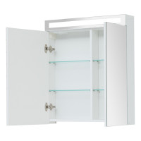 Зеркало-шкаф Dreja Max 70 см 2 дверцы, 4 стекл. полки, белый глянец 77.9007W-4
