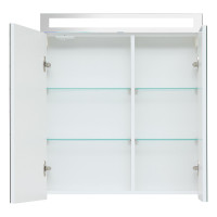Зеркало-шкаф Dreja Max 70 см 2 дверцы, 4 стекл. полки, белый глянец 77.9007W-5