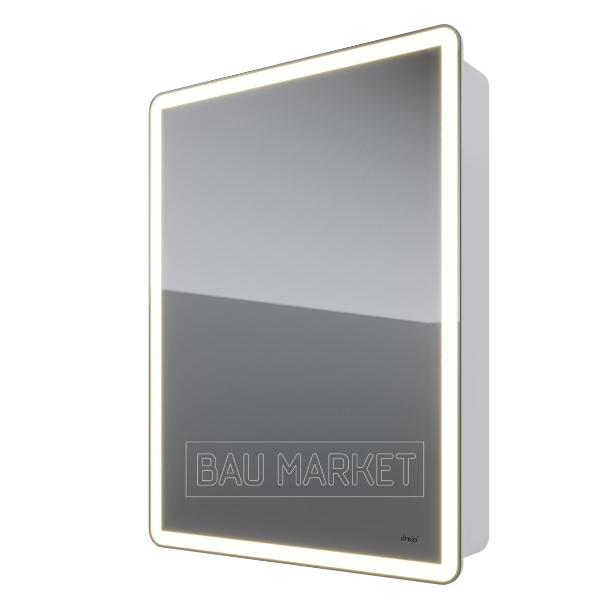 Зеркало-шкаф Dreja Point 60 см 1 дверца, 2 стекл. полки, LED-подстветка белый 99.9032