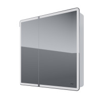 Зеркало-шкаф Dreja Point 80 см 2 дверцы, 2 стекл. полки, LED-подсветка белый 99.9034-3