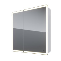 Зеркало-шкаф Dreja Point 80 см 2 дверцы, 2 стекл. полки, LED-подсветка белый 99.9034-0