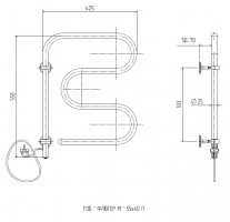 Электрический полотенцесушитель Zorg Флюгер М 55-40 Поворотный, 60 вт (К-кнопка)-1