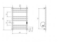 Электрический полотенцесушитель Zorg Рио Гранд 50-80, 235 вт (К-ЖК панель, Справа) белый-1