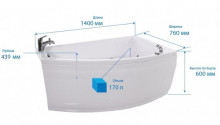 Ванна акриловая Triton Бэлла Экстра 140х76 см правая с каркасом, сифоном, экраном и торцевым экраном-3