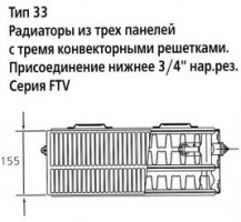 Стальной радиатор Kermi Therm X2 Profil-Ventil FTV тип 33 30х120 см правое подключение FTV330301201R2K-2