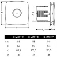 Вытяжной вентилятор Cata X-Mart 12 Inox   (01050000)-1