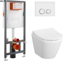 Комплект Vitra L-box Integra Rimex: унитаз + инсталляция + кнопка + сиденье (уценка) 9856B003-7200-0