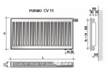 Стальной радиатор Purmo 11 VC 50х40 см нижнее подключение (00022650)-2