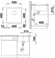 Кухонная мойка Blanco SUBLINE 400-U из силгранита алюметаллик 523424-1