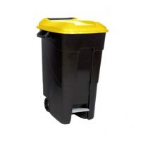 Контейнер для мусора Tayg 120 л с педалью, жёлтая крышка 423017-0