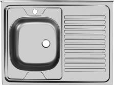 Кухонная мойка Ukinox Стандарт 800х600 без перелива, 0,5 мм, выпуск 1 1/2" (матовый) STD800.600 ---5C 0L--0