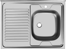 Кухонная мойка Ukinox Стандарт 800х600 без перелива, 0,5 мм, выпуск 1 1/2" (матовый) STD800.600 ---5C 0R--0