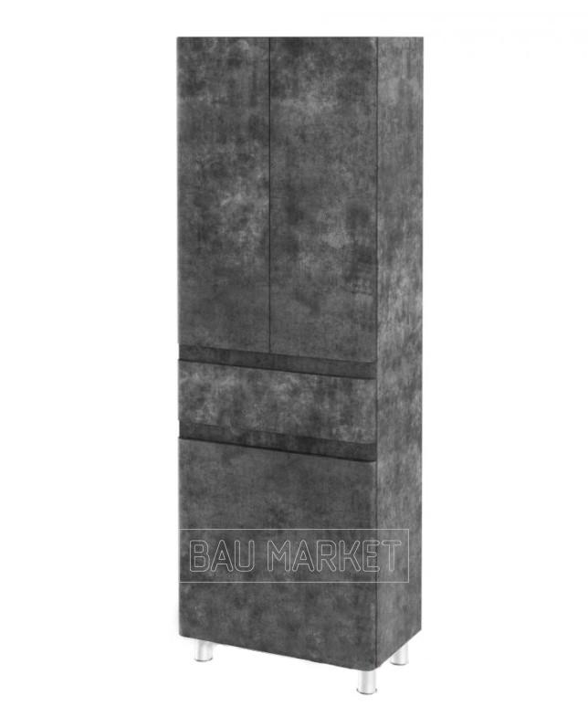Шкаф-пенал АКВА РОДОС Акцент 60 см серый мрамор, с корзиной для белья (ОР0002357)