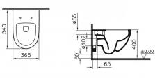 Унитаз подвесной Vitra Sento Rim-ex 54 см с сиденьем микролифт 7748B003-6115-1