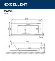 Ванна акриловая Excellent Wave Slim 170х75 см без ножек WAEX.WAV170.75WHS-1