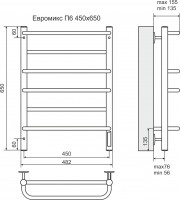 Электрический полотенцесушитель Terminus Евромикс П6 электро 45x65 (new встроен диммер) 4660059580173-1