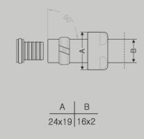 Адаптер хром Terma на металлопласт. трубу, размер 16x2 TGACR008-1